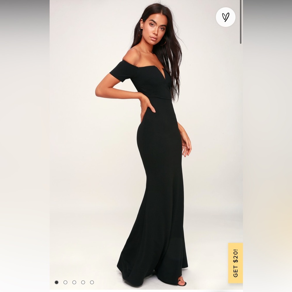 Lulus Lynne Black Off The Shoulder Mermaid Maxi Dress Size XS